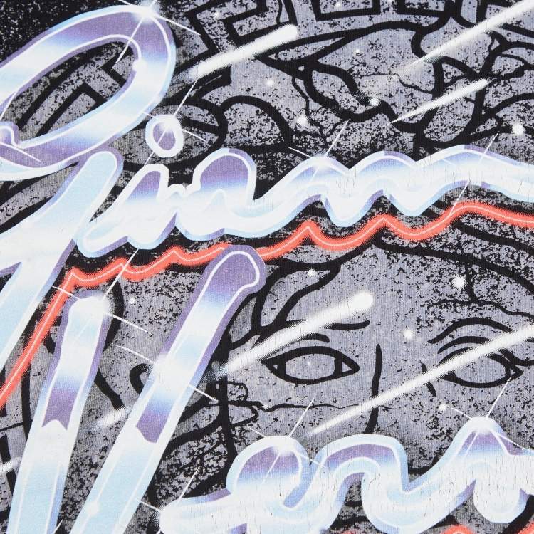 مملوكة مسبقًا Versace Kids Black Signature Print Cotton T-Shirt 10Yrs 