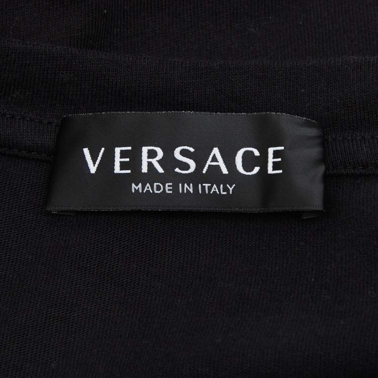 مملوكة مسبقًا Versace Kids Black Signature Print Cotton T-Shirt 10Yrs 