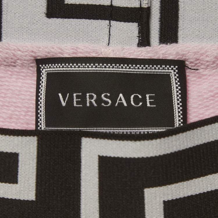 Pre Owned Versace Kids Pink Logo Embroidered Cotton Sweatpants 12Yrs 