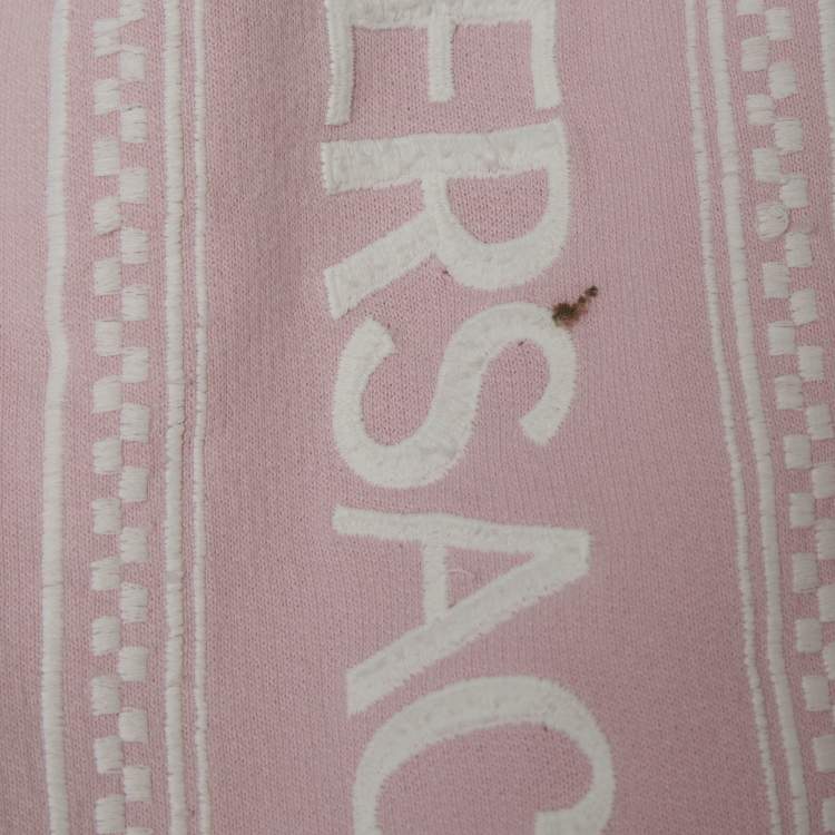 Pre Owned Versace Kids Pink Logo Embroidered Cotton Sweatpants 12Yrs 