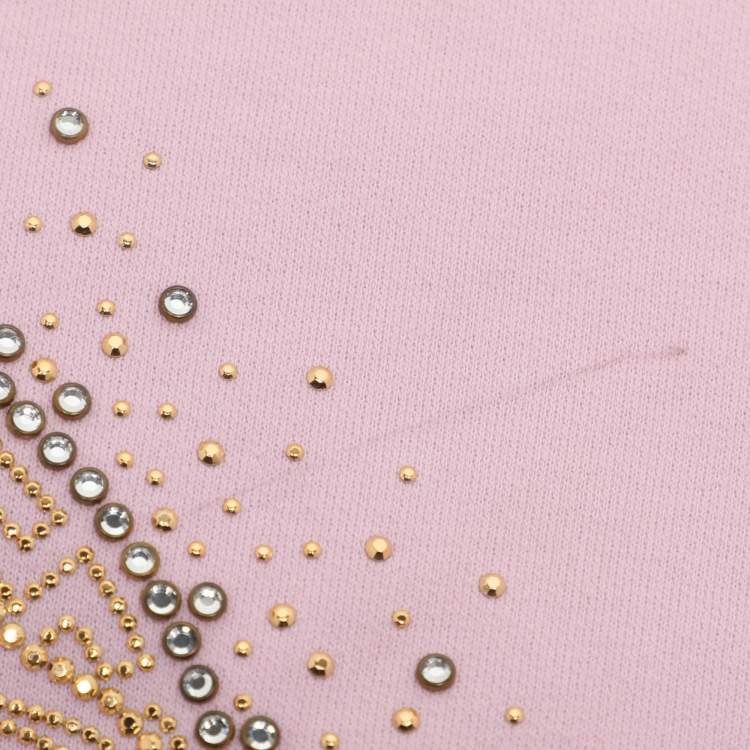 Pre Owned Versace Pink Knit Embellished Medusa Sweatshirt 14 Years
