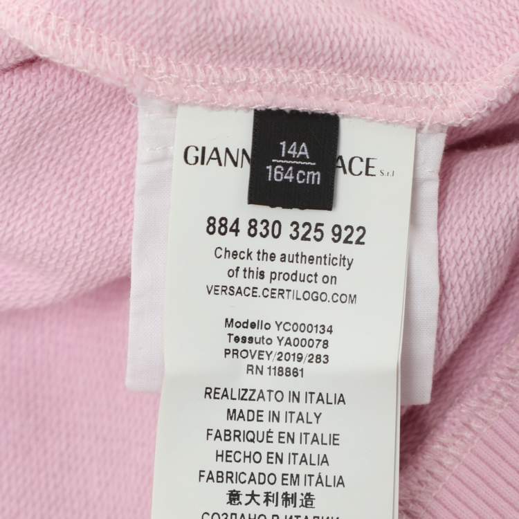 Pre Owned Versace Pink Knit Embellished Medusa Sweatshirt 14 Years
