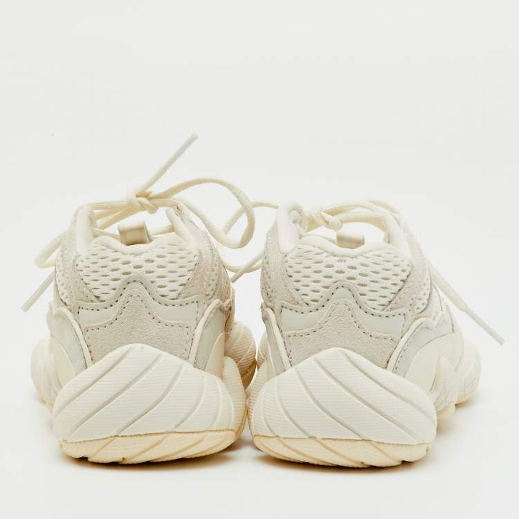 Pre Owned Yeezy x Adidas White Mesh, Suede and Leather Yeezy 500 Bone White (Kids) Sneakers Size 30