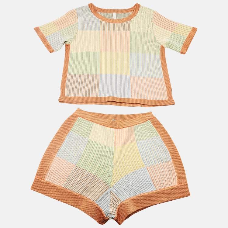 Pre Owned Zimmermann Kids Multicolor Everley Knit Top and Shorts Set 10 Yrs 