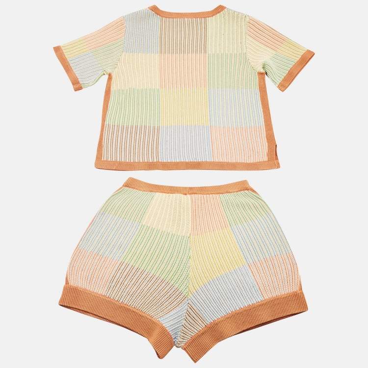 Pre Owned Zimmermann Kids Multicolor Everley Knit Top and Shorts Set 10 Yrs 