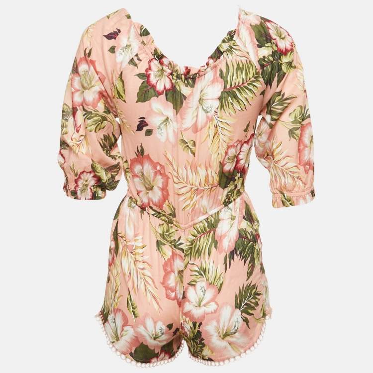 Pre Owned Zimmermann Kids Pink Floral Print Cotton Jumpsuit 6 Yrs 