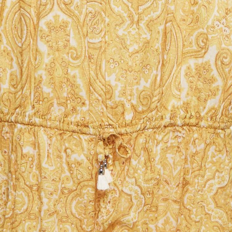 Pre Owned Zimmermann Kids Yellow Paisley Print Cotton Dress 8 Yrs 