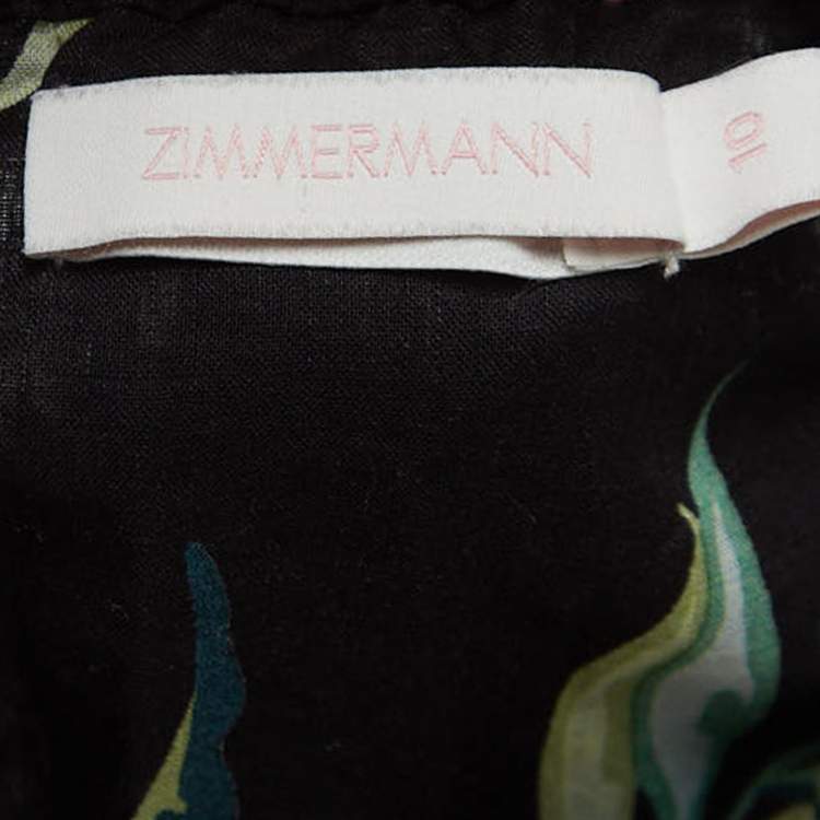 Pre Owned Zimmermann Black Floral Print Cotton Playsuit (10 Yrs)