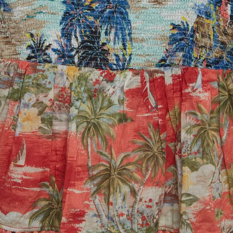 Pre Owned Zimmermann Multicolor Printed Cotton Tiered Dress (10 Yrs)