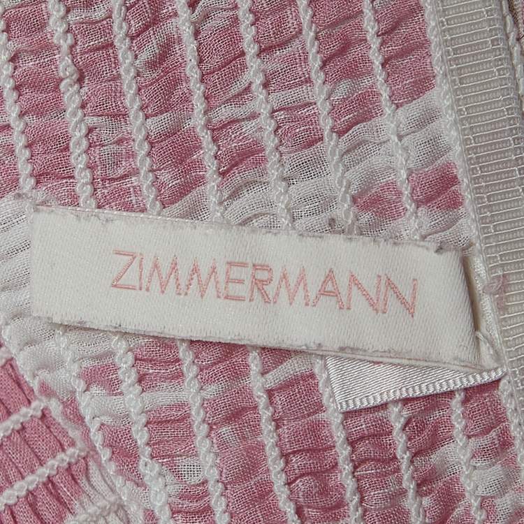 Pre Owned Zimmermann White/Pink Floral Print Cotton Tiered Dress (10 Yrs)