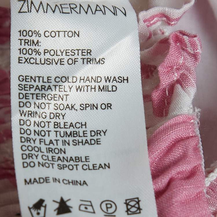 Pre Owned Zimmermann White/Pink Floral Print Cotton Tiered Dress (10 Yrs)