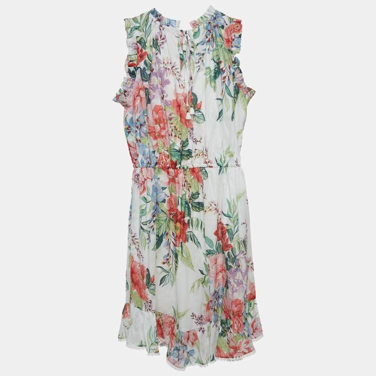 Pre Owned Zimmermann White Floral Printed Cotton Dress (10 Yrs)