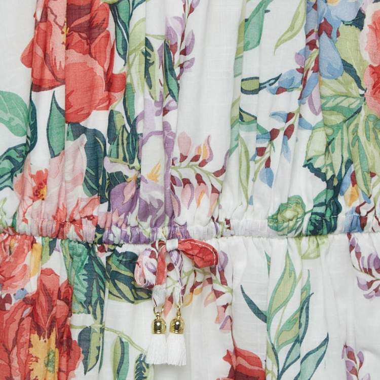 Pre Owned Zimmermann White Floral Printed Cotton Dress (10 Yrs)