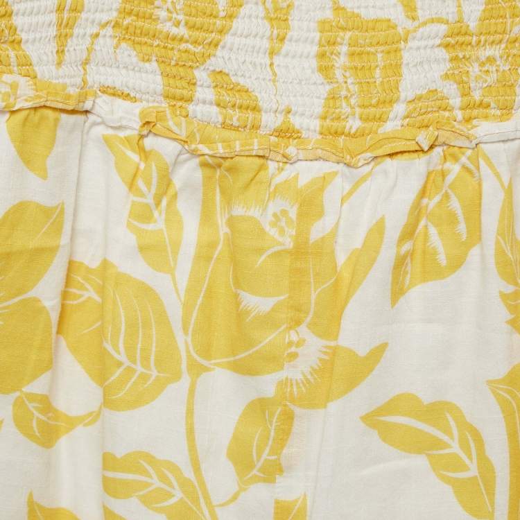 Pre Owned Zimmermann White/Yellow Printed Cotton Playsuit (10 Yrs)