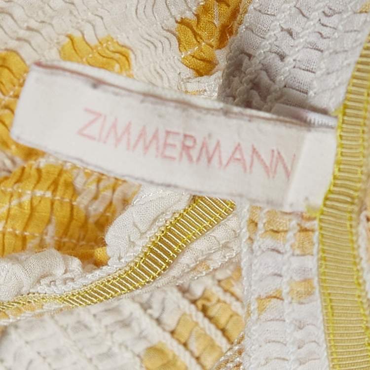 Pre Owned Zimmermann White/Yellow Printed Cotton Playsuit (10 Yrs)