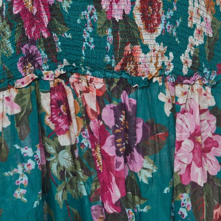 Pre Owned Zimmermann Green/Multicolor Floral Printed Cotton Dress (10 Yrs)