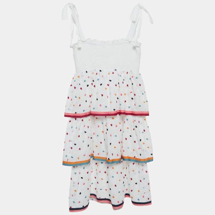 Pre Owned Zimmermann White Heart Embroidered Cotton Dress (10 Yrs)