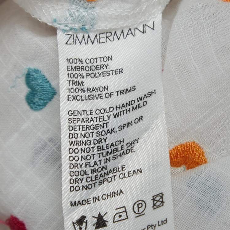 Pre Owned Zimmermann White Heart Embroidered Cotton Dress (10 Yrs)