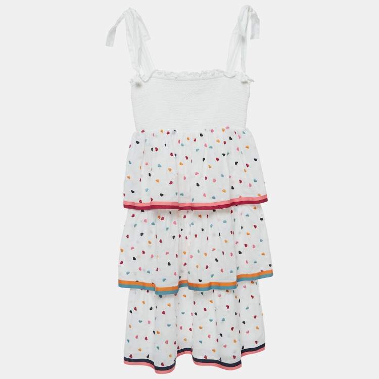 Pre Owned Zimmermann White Heart Embroidered Cotton Dress (10 Yrs)