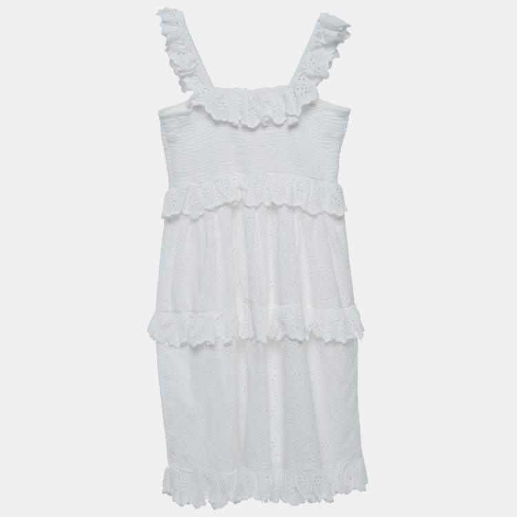 Pre Owned Zimmermann White Eyelet Cotton Dress (10 Yrs)
