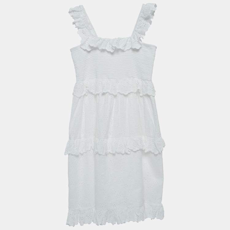 Pre Owned Zimmermann White Eyelet Cotton Dress (10 Yrs)