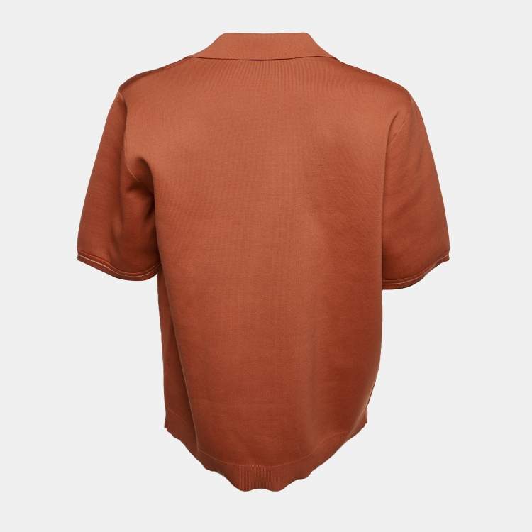 Pre Owned 3.1 Phillip Lim Burt Orange Patterned Stretch Knit Shirt L  