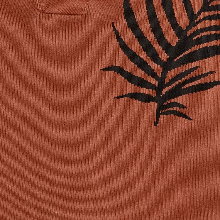 Pre Owned 3.1 Phillip Lim Burt Orange Patterned Stretch Knit Shirt L  