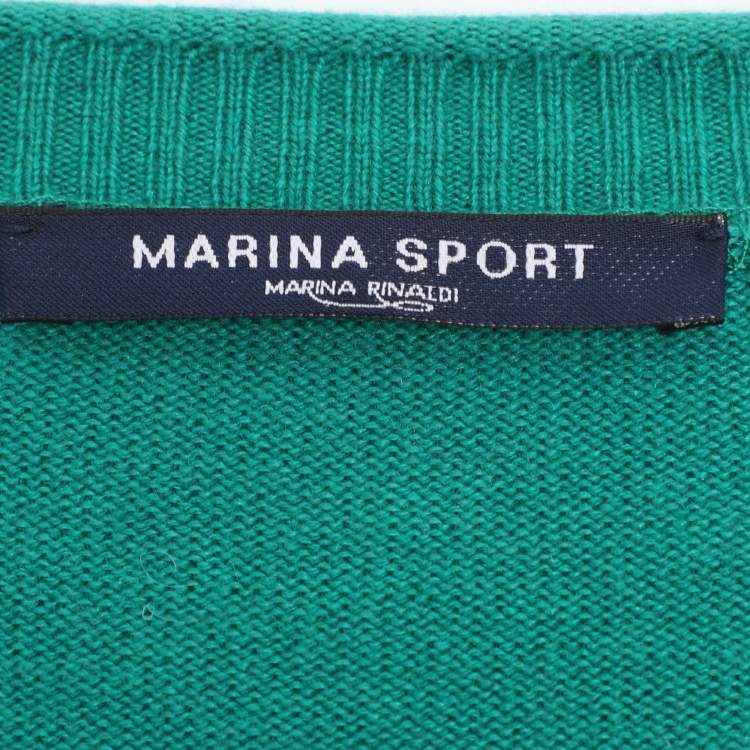 Pre Owned Marina Sport by Marina Rinaldi Green Silk Blend Sweater L
