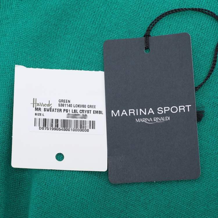 Pre Owned Marina Sport by Marina Rinaldi Green Silk Blend Sweater L