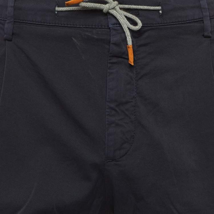 Pre Owned Eleventy Navy Blue Cotton Shorts L