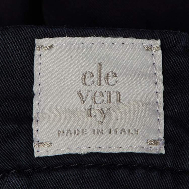 Pre Owned Eleventy Navy Blue Cotton Shorts L