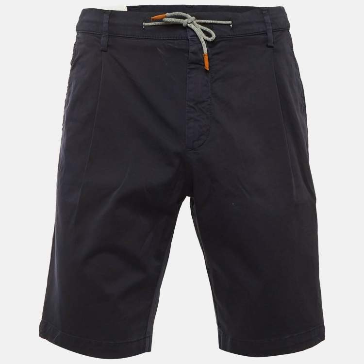 Pre Owned Eleventy Navy Blue Cotton Shorts L