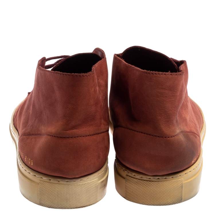 Pre Owned Common Projects Burgundy Suede Desert Boots Size 45