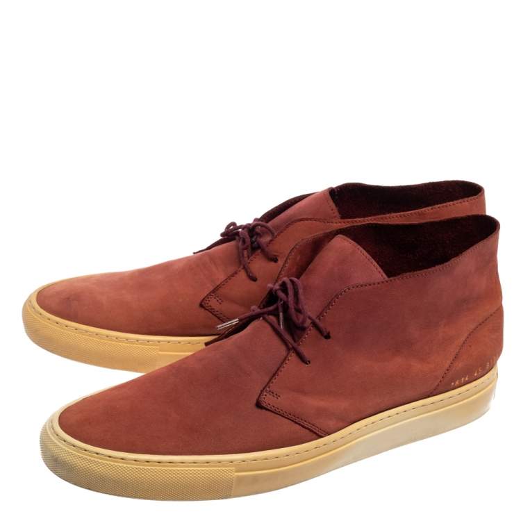 Pre Owned Common Projects Burgundy Suede Desert Boots Size 45