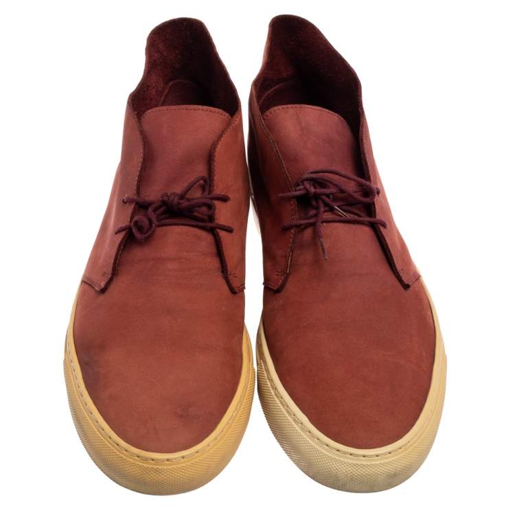 Pre Owned Common Projects Burgundy Suede Desert Boots Size 45