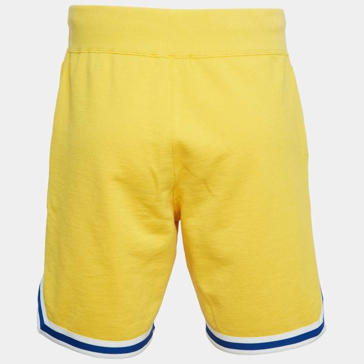 Pre Owned A Bathing Ape Yellow Printed Cotton BAPE Shorts L