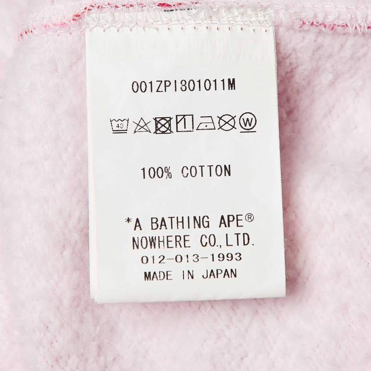 Pre Owned A Bathing Ape Pink/Red Camo Print Shark Applique Hoodie L