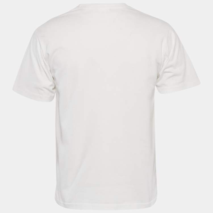 Pre Owned A Bathing Ape White Ape Head Applique Cotton Jersey T-Shirt M