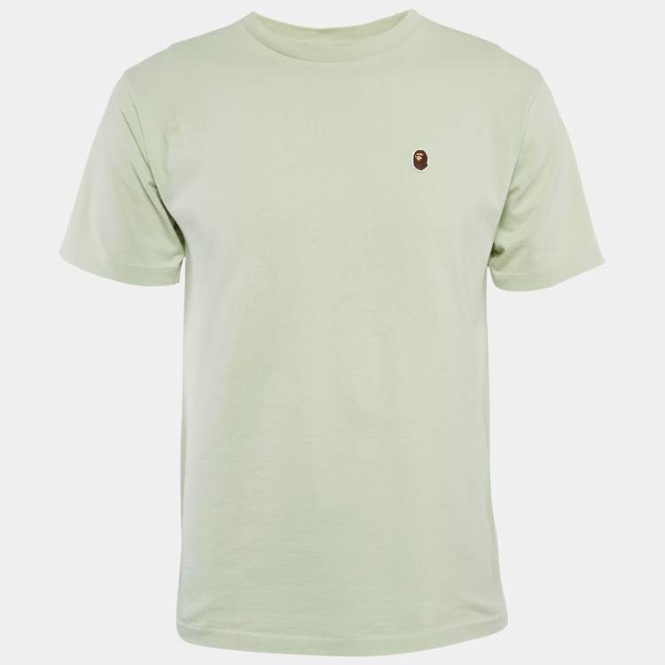 Pre Owned A Bathing Ape Green Cotton Crew Neck T-Shirt M