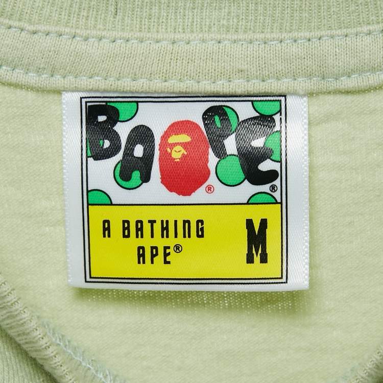 Pre Owned A Bathing Ape Green Cotton Crew Neck T-Shirt M