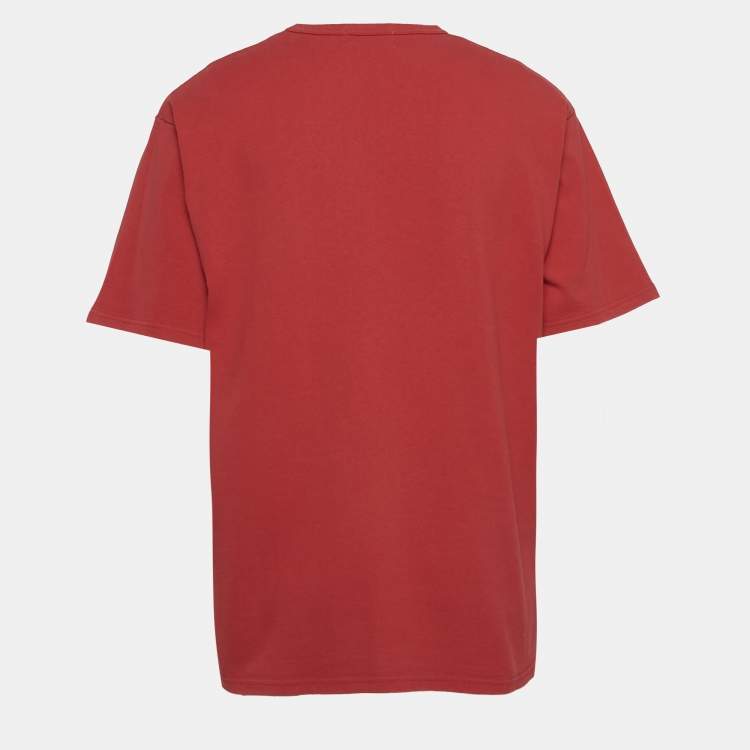 Pre Owned A Bathing Ape Red Logo Print Jersey Crewneck T-Shirt XXL