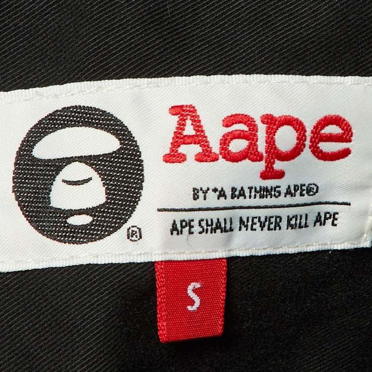 Pre Owned A Bathing Ape Black Cotton Applique Detail Shirt S