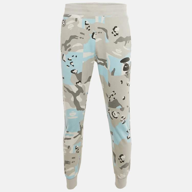 Pre Owned AAPE by A Bathing Ape Grey/Blue Camouflage Cotton Joggers M