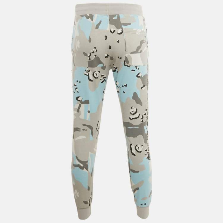 Pre Owned AAPE by A Bathing Ape Grey/Blue Camouflage Cotton Joggers M