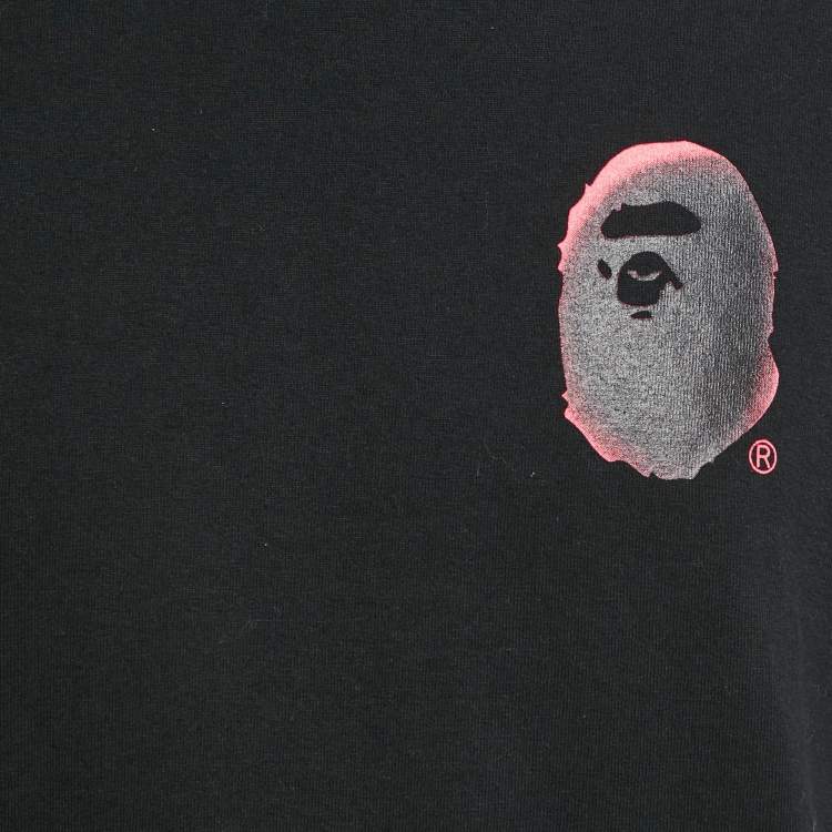Pre Owned A Bathing Ape Black Back Street Print Cotton T-Shirt L