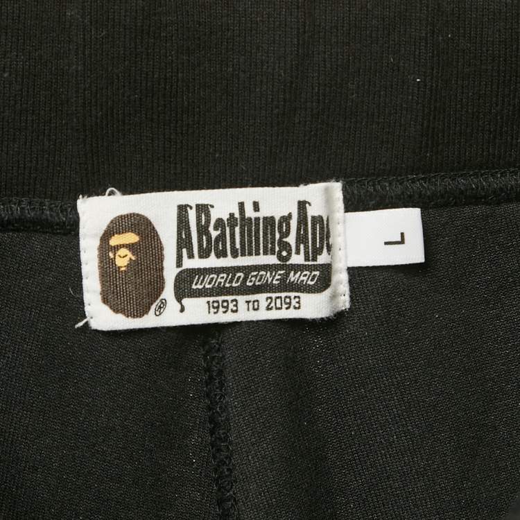 Pre Owned A Bathing Ape Black Velvet 93 Applique Sweatpants L 