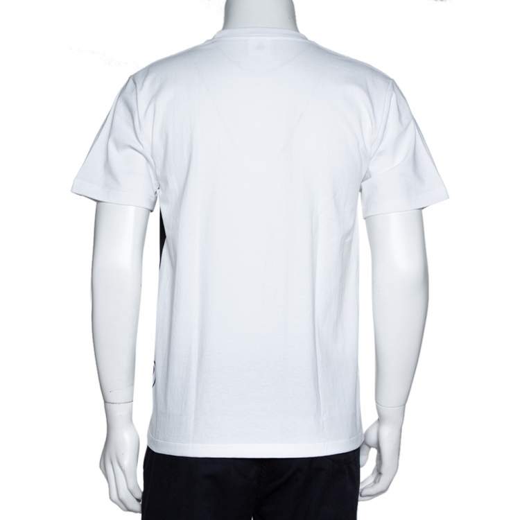Pre Owned A Bathing Ape White & Navy Blue Cotton Camo Ape Print T Shirt M 