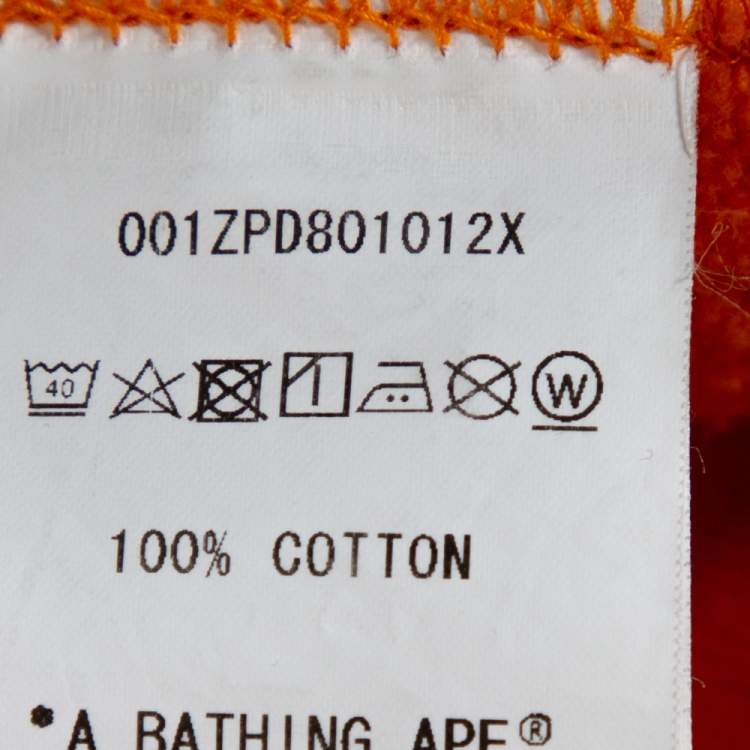 Pre Owned A Bathing Ape Orange Knit Camouflage Shark Zipper Front Hoodie M