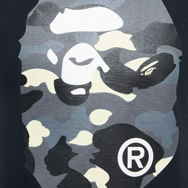 Pre Owned A Bathing Ape Black Graphic Print Crew Neck T Shirt S