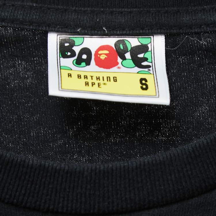 Pre Owned A Bathing Ape Black Cotton Camo Ape Print T Shirt S